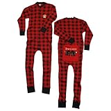 Lazy One Flapjacks Adult Pajamas (Red Plaid Bear Cheek, Medium)