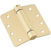 National Hardware Spring Loaded Door Hinge, 4 in, Steel, Brass | Adjustable Tension Controls Closing Speed; Cold-Rolled Butt Hinge for Self-Closing Interior Doors