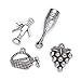 KISSITTY 30pcs 6 Style Antique Silver Tasting Wine Goblet Charms Grape Cocktail Glass Wine Opener Pendants for DIY Jewelry Making