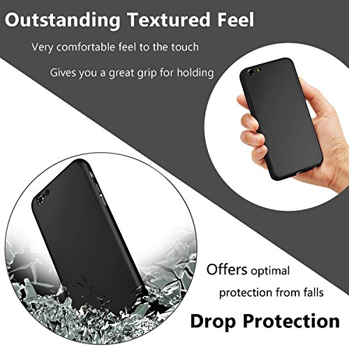 iPhone 6 Case, DecaStars [Ultra-thin Series] 2-in-1 Full-body Protective Back Cover [Slim Fit] with Tempered Glass Screen Protector for Apple iPhone 6 Case & iPhone 6s Case 4.7" - Black - Thumbnail 5