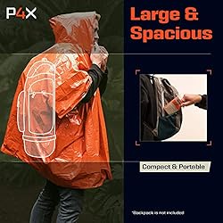 PREPARED4X Emergency Rain Poncho with Mylar Blanket