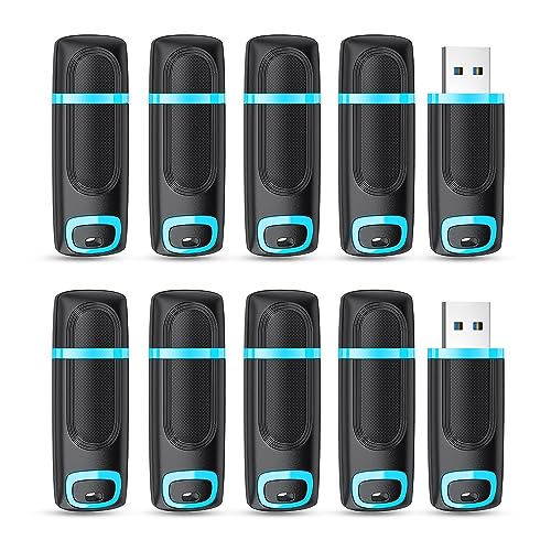 Vansuny 10 Stück USB Sticks 64GB 10er Pack USB Stick 64GB USB 2.0 Datenspeicher-Backup für PC/Desktop/Laptop/Car Audio/Spielekonsolen(Cyan)