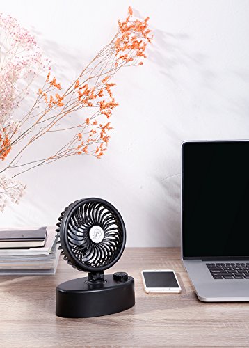 Table Oscillating Fan & Desk Fan with Double Battery Operated, Super Quiet, Adjustable Speeds Rechargeable, Powered by USB or Rechargeable Battery, Perfect Small Personal Fan for Table & Outdoor