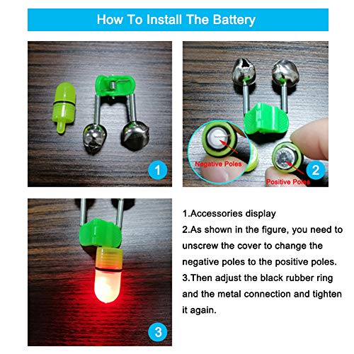 GEUNTECH Bissanzeiger, Glocke, Nachtlicht, LED-Licht, Angelrute mit Doppelalarm, Glocken, lauter Klang, Doppelglocken… – Bild 6