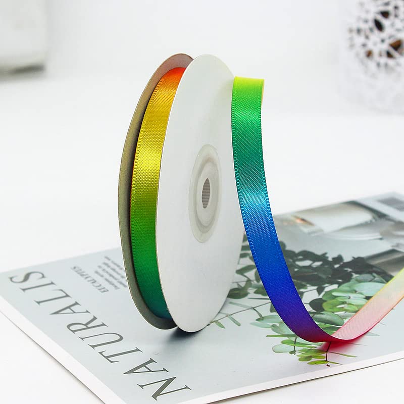 MajorCrafts® 10mm 22metres Vivid Gradient Rainbow Single Sided Satin Fabric Ribbon Roll Craft Embellishments