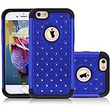 iPhone 6s Case, NOVT Bling Shock-Absorption Hybrid Glitter iPhone 6 Case Dual Layer Scratch Resistant Heavy Duty Protection Cover Hard Plastic with Soft Rubber for Women/Girls 4.7 Inch (Blue)