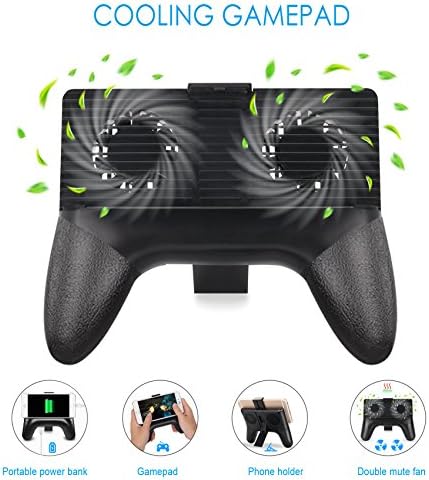 LOVRI Multi-functional Cellphone Cooling GamePad, Cooling Fan and Stand Holder,Built-in Emergency 2000mA Mobile Power for Iphone Android Samsung and More Smartphone.(Black)