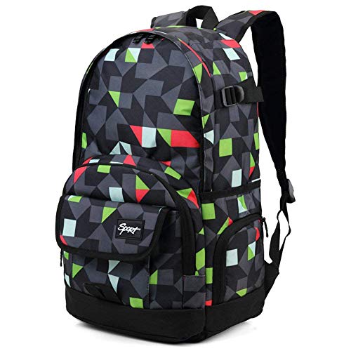 Ricky-H Stylish Pattern Multi-Purpose Backpack for Students, Men & Women, Fits Laptop up to 15.6 Inch-Grey & Green