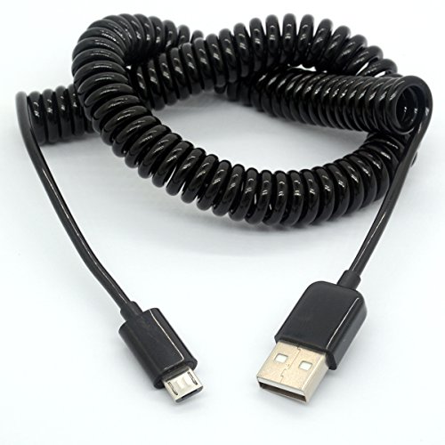 3M/9Ft Coiled USB to Micro USB Cable Spring Spiral USB 2.0 Male to Micro B Male Connector Data Synchronize and Charging Data Extension Cord