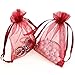 Akstore 100PCS 4x6inch (10x15cm) Drawstring Organza Jewelry Favor Pouches Wedding Party Festival Gift Bags Candy Bags (Red)