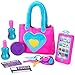 JOYIN Princess Purse Toy Set, Little Girl Purse with Smart Phone, Keys, Credit Cards, Makeup, Pretend Play Purse Set, Dress Up Girl Toys for Kid Toddler Present Birthday Party Favors