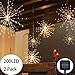 PXBNIUYA 2 Pack Starburst Sphere Lights,200 LED Firework Lights, 8 Modes Dimmable Waterproof Hanging Fairy Light, Copper Wire Lights for Patio Parties Christmas (2 Pack Solar Operated)