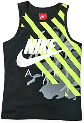 Amazon 子供服 男の子 タンクトップ Nike ナイキ 綿100 カモフラ ストライプ ロゴプリント 男児 ジュニア 1 ブラック 160cm タンクトップ 通販