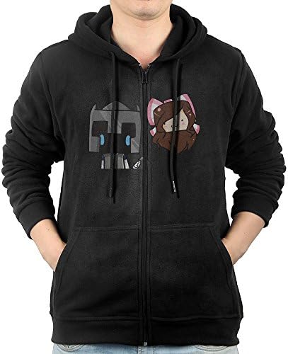 Men Youtube PopularMMOs Logo Zipper Hoodie Black Sweatshirt With Pockets Medium