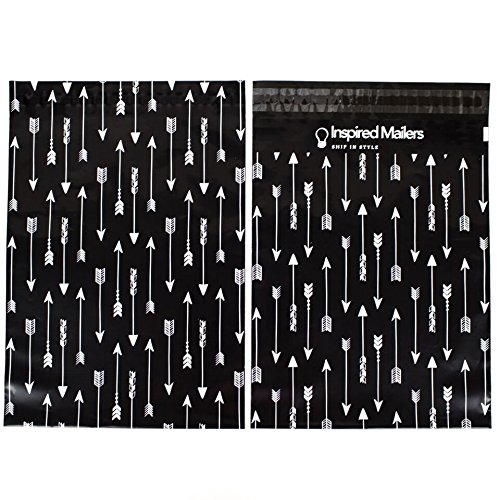 Inspired Mailers Poly Mailers 10x13 Tribal Arrows – Pack of 100 – Unpadded Shipping Bags (Black/White)