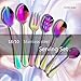 culterman Color rainbow Serving utensils set. Stainless Steel Large Hostess Flatware Sets 7-Piece Includes Silverware Large Salad Spoons,Forks,knife.Dishwasher Safe