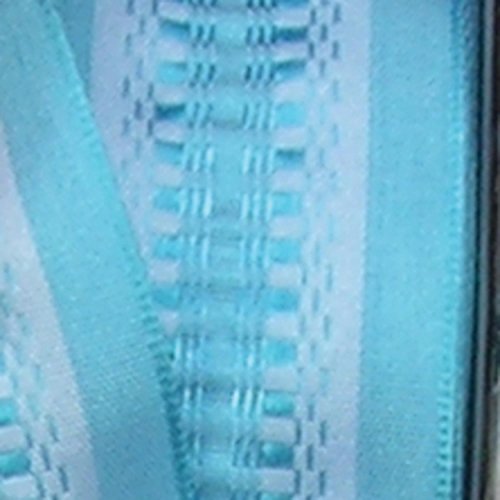 Blue Taffeta with Light Blue Woven Print Wired Craft Ribbon 1.5