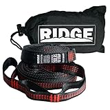 Ridge Unlimited 2-Piece Camping Hammock Strap Set with Nylon Stuff Sack, Red