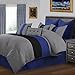 Superior 8-Piece Luxurious Florence Comforter Set, Beautiful Pleated Bed-in-a-Bag, King, Blue