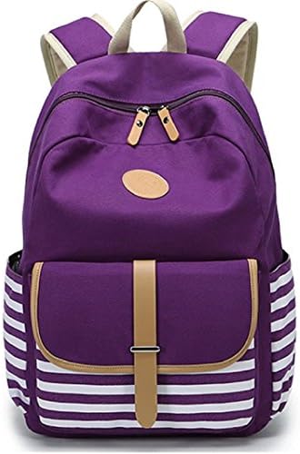 School Backpack,Bagerly Lightweight Canvas School Backpacks Book Bags Shoulder Daypack Causal Travel Backpack Laptop Bag Purple