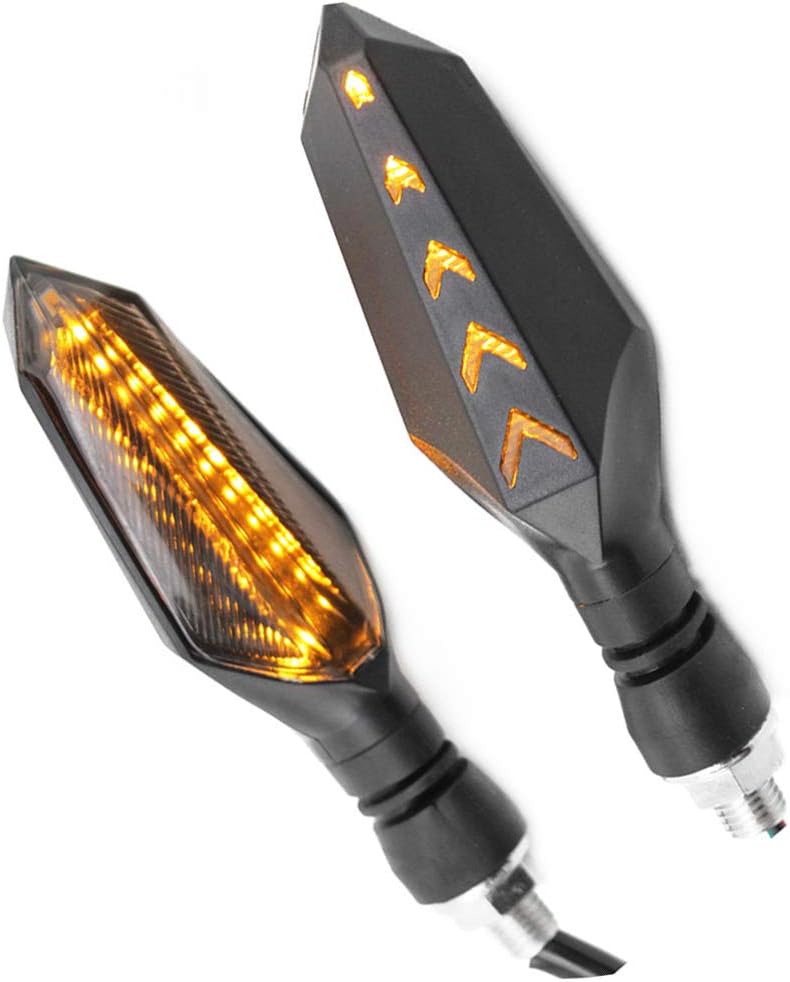 FOR KAWASAKI ZRX1200 KLR650 ER6F ER6N Front or Rear Smoke Sequential LED Turn Signal Light Day Running Light Assembly Amber Blinking Indicator Blinker Lamp Motorcycle Powersport Street Sport Dirt Bike