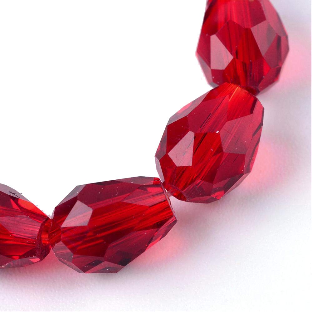 Perlin 15 Czech Crystal Drop Shaped Glass Beads (Red) 8mm x 6mm