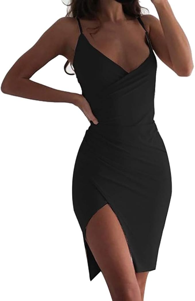 black strappy cami dress