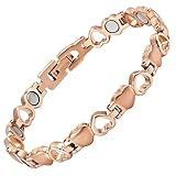 Womens Love Heart Titanium Magnetic Therapy Bracelet Size Adjusting Tool and Gift Box Included By Willis Judd