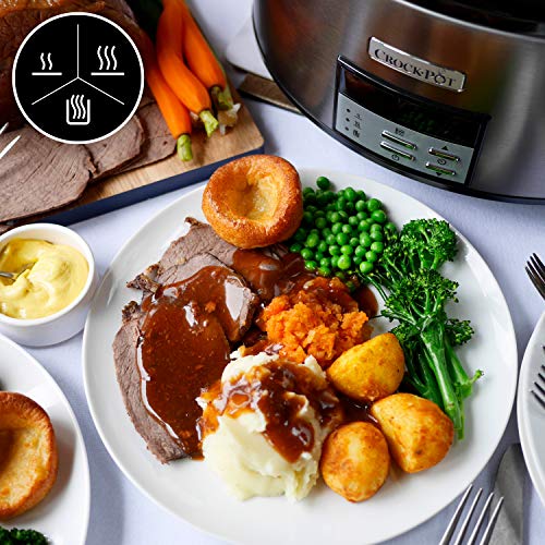 Crockpot Olla de Cocción Lenta Digital 7,5 L (Más de 10 Personas) | Con Recipiente Apto para el Horno | Apta para Lavavajillas | Acero Inoxidable [CSC063X]