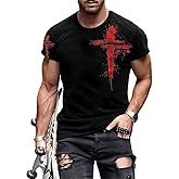 ZOCANIA Christian Shirts for Men Jesus Cross Shirt Vintage Casual T-Shirts Short Sleeve Crewneck Christian Tops Graphic Tee