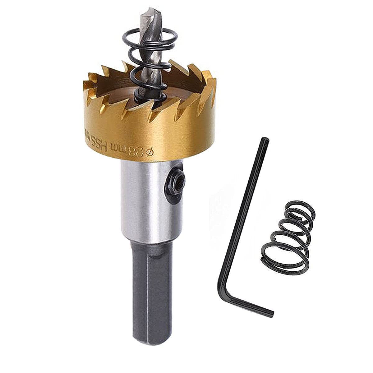 SagaSave 28MM Carbide High Speed Steel Drill Bits Hole Cutter, Heavy Duty Titanium-Plated Hole Saw for Stailess Steel, Metal, 1.10inch 1PCS