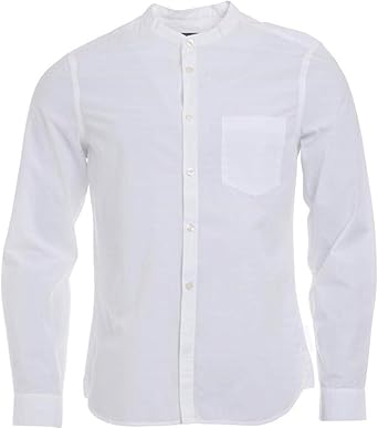 white grandad collar shirt slim fit