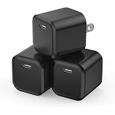USB C Wall Charger, Besgoods USB Type C Port Fast Charging Block Power Adapter Plug Cube Compatible with iPhone 18 17 16 15 Pro Max 14 13 12 11 SE XR XS X 8 7 Plus, Pad, Galaxy, Pixel- Black,3Pack