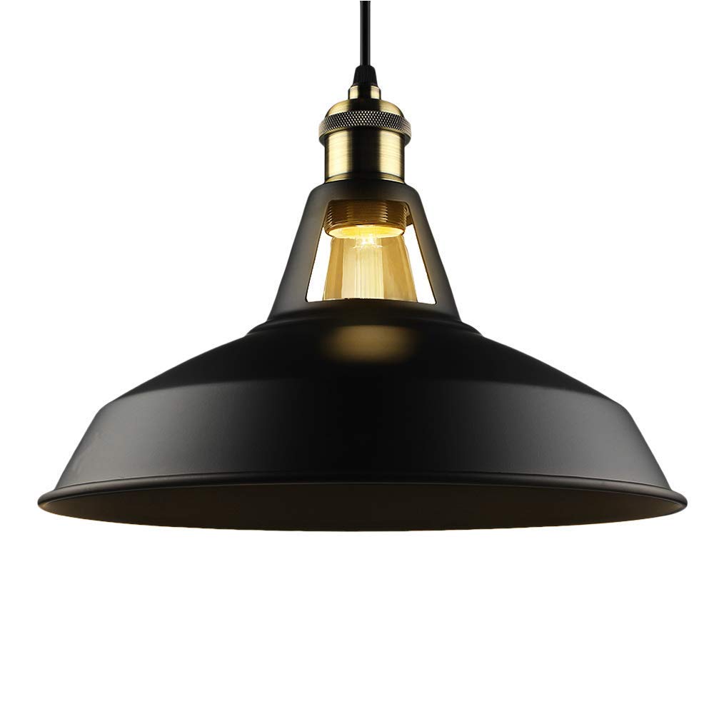 B2ocled Black Hanging Pendant Lighting Adjustable Height Barn Farmhouse E26/E27 Base Pendant Light, Ideal for Kitchen | Island | Living Room | Workshop | Store | Inderstrial Ceiling Lights Fixture