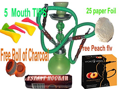 2 hose,water shisha bong glass smoking-free charcoal an…