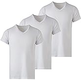Mody Men's Undershirts 3-Pack, T-Shirts for Men, V-Neck Undershirt, Cotton Mens Undershirts, Short Sleeve Men Tank Tops