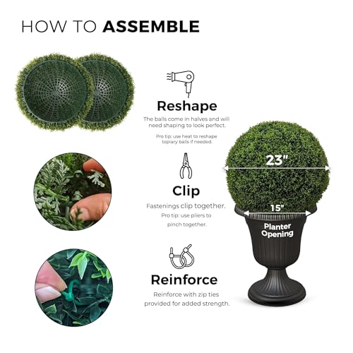 365 Curb Appeal 23" XL Topiary Balls (Better Than A Boxwood, 2 Topiary Balls (4 Halves))