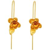 T-ztoss Bohemian Gold Elegant Flower Fashion Dangle Earring Cute Metal Flower Earrings Unique Chic 3D Large Flower Jewelry Gift for Women(gold flower-3)