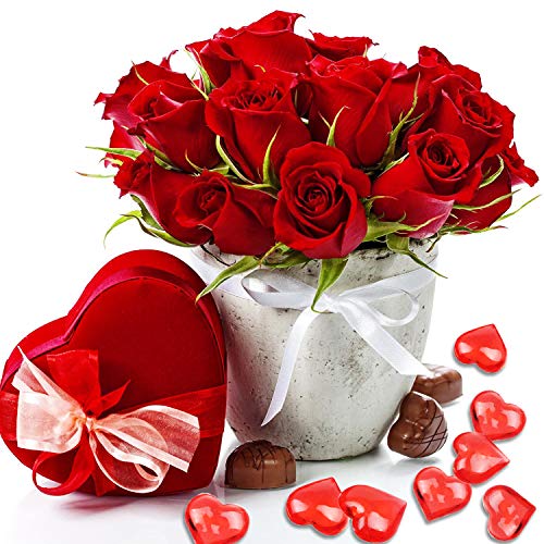 Fangoo 110 Pieces Red Acrylic Heart Flat Back Heart Gems for Valentine's Day Decorations, Vase Filler, Table Scatter Decoration, Wedding Decorations,Home Decorations(Bright Red, 8OZ)