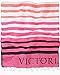 Huge Fringe Blanket Beach Towel Pink White and Black Striped