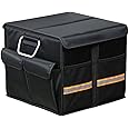 Tianle Car Trunk Organizer - Collapsible Trunk Organizer with Foldable Cover Aluminium Alloy Handle Reflective Strip for Auto, SUV, Truck, Minivan (S Black)