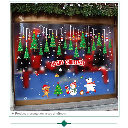 ONDY Christmas Tree Window Glass Decals Stickers 2020 New Holiday Merry Christmas Removable Dress Up DIY Wall Stickers Door Decals for Living Room Bedroom Shop Window