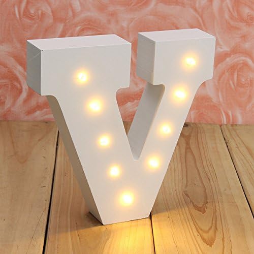 Your Name in Lights,YAOXI Wooden Light Signs Up Letters Wedding Baby Standing or Wall Mounted Decoration,Battery Operated Alphabet,Warm White (V)
