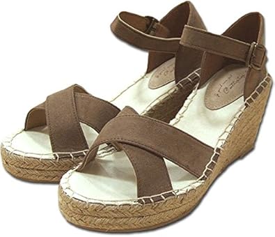 Amazon Jou Jou Lier スウェードクロスウェッジサンダル オリーブ