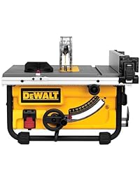 Sierra de mesa compacta de 10 pulgadas DeWalt con sistema de protección y soporte