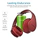 Ifecco Bluetooth Headphones, 4 in 1 Upgrade Bluetooth Foldable Over-ear Headsets with Micro Support SD/TF Card for Bluetooth-enabled Devices (Ruby Red)