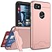Teelevo Wallet Case for Google Pixel 2 XL, Dual Layer Case with Card Slot Holder and Kickstand for Google Pixel 2 XL - Rose Gold