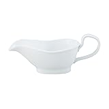 HIC Kitchen Hotel Gravy Boat With Saucer, Fine Porcelain, 24-Ounce