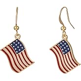 Madison Tyler Dangle Earrings for Women | Country Flag Earring for Women | Flag Dangling Fish Hook Patriotic Earrings
