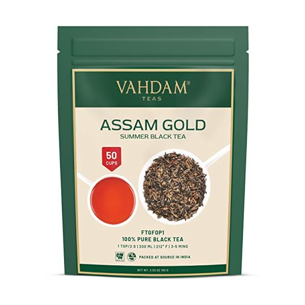 VAHDAM, Assam Gold Second Flush (50 Tassen) | RICH & MALTY ASSAM TEE Loose Leaf | 100% REINER UNVERGLEICHTER Schwarzer…